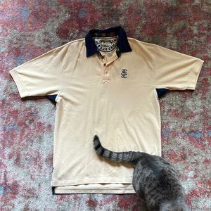 Vintage Embroidered Polo - Rum Island/Island Gear - Peach Cream/Navy Blue